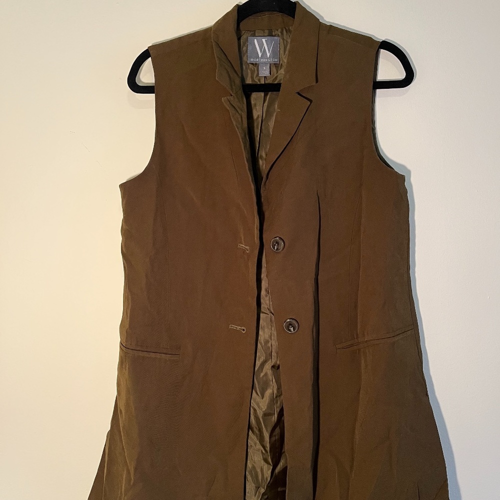 Worthington Green Long Dress Vest Size Small